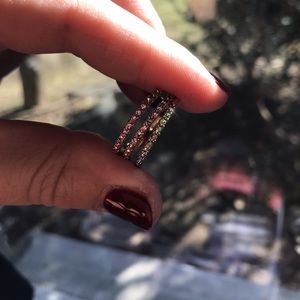 Set of 3 rainbow stone rings, ombré